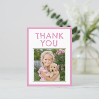 Carte Postale Simple Photo de remerciement d'anniversaire rose p