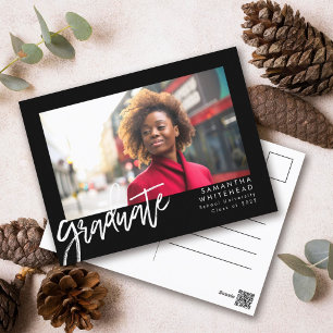 Carte Postale Simple Photo Graduate Faire-part 2022 Noir