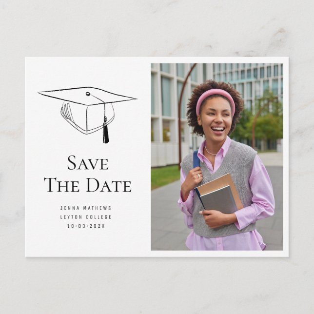 Carte Postale Simple photo graduation photo save the date  (Devant)