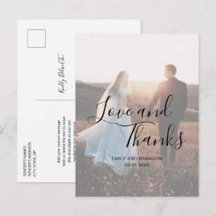 Carte Postale Simple Photo Mariage Élégant