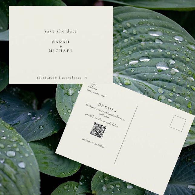 Carte Postale Simple QR Code Mariage Jaune Enregistrer la date (Créateur téléchargé)