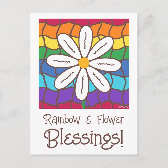 Carte Postale Simple Rainbow Daisy Flower Penser De Vous (Devant)