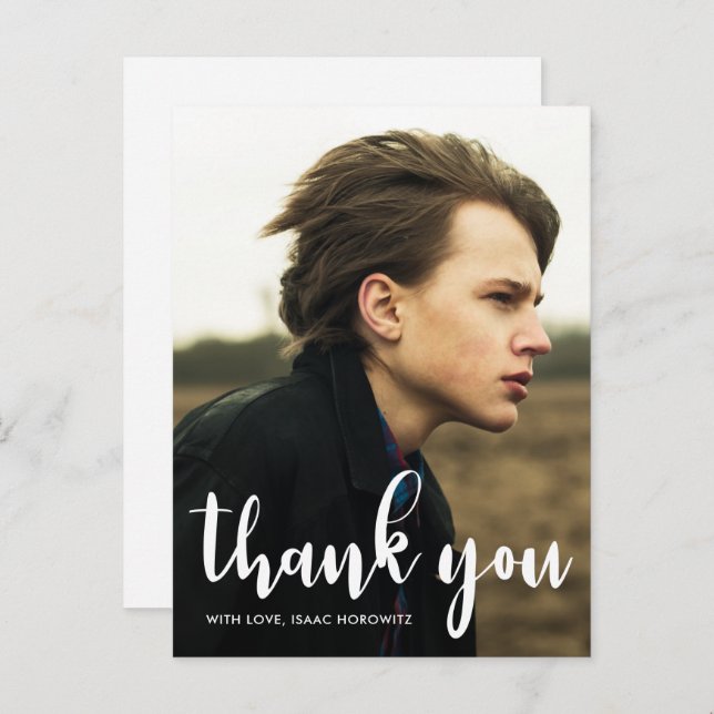 Carte Postale Simple remerciement Bar Mitzvah Étoile de David Ph (Devant / Derrière)