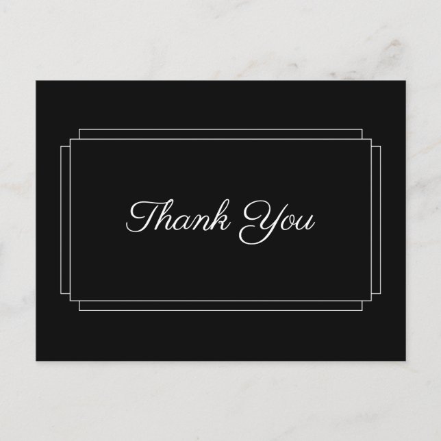 Carte Postale Simple remerciement d'affaires en noir et blanc (Devant)