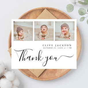Carte Postale Simple Remerciement de Baby Shower Élégant avec 3