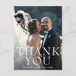Carte Postale Simple Remerciement de Mariage Photo Moderne