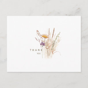 Carte Postale Simple Remerciement Floral Funéraire d'Automne