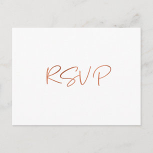 Carte Postale Simple Rose Gold Script Repas Choix Réception RSVP