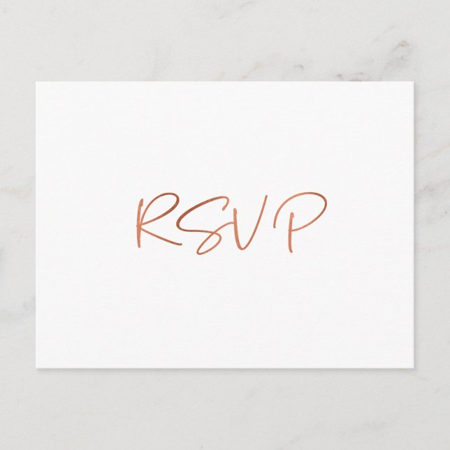 Carte Postale Simple Rose Gold Script Repas Choix Réception RSVP (Devant)