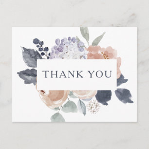 Carte postale simple Rustique Mariage Floral Merci