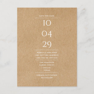 Carte postale simple rustique pour annoncer la dat