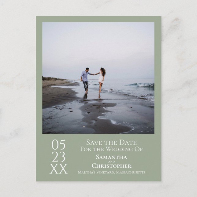 Carte Postale Simple Sage Green Wedding Save the Date Photo (Devant)