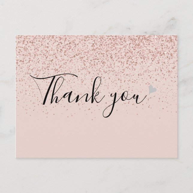 Carte Postale Simple Script de remerciement Rose Gold Business  (Devant)