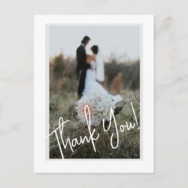 Carte Postale Simple Script Moderne Mariage Merci photo (Devant)
