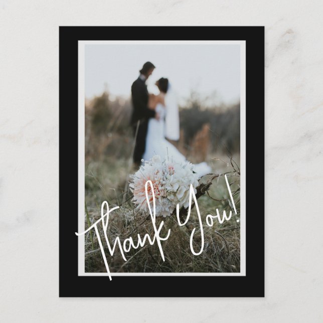 Carte Postale Simple Script Moderne Mariage Merci photo (Devant)