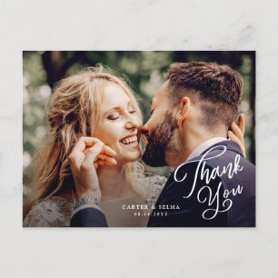 Carte Postale Simple Script Photo Mariage Merci