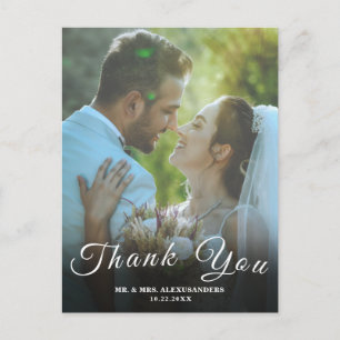 Carte Postale Simple Script Photo personnalisée Mariage blanc Me