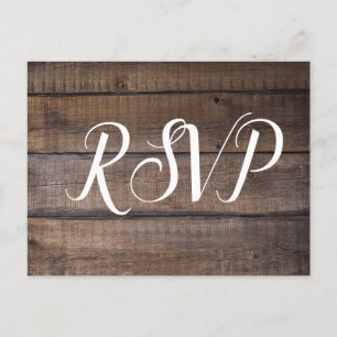 Carte Postale Simple Script Rustique Mariage RSVP