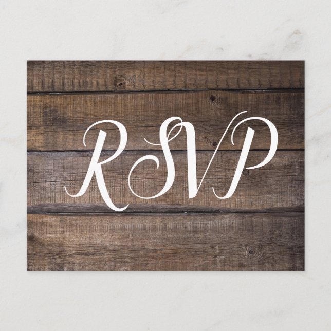 Carte Postale Simple Script Rustique Mariage RSVP (Devant)