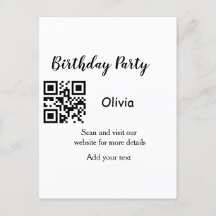 Carte Postale Simple site de fête d'anniversaire code-barres QR