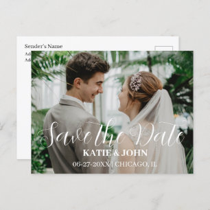 Carte Postale Simple style moderne photo mariage Enregistrer la