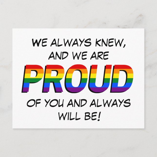 Carte Postale Simple support pour le Rainbow Pride LGBTQ (Devant)