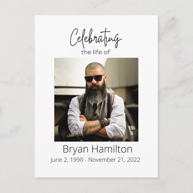 Carte Postale Simple sympathie de funérailles photo mémorial  (Devant)