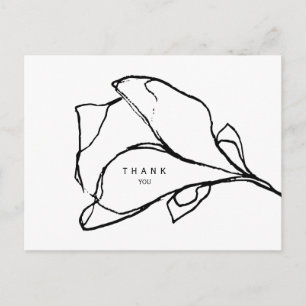 Carte Postale Simple tige florale dessinée à la main II Remercie