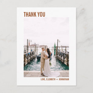 Carte Postale Simple Typographie Bohème Mariage Photo de remerci