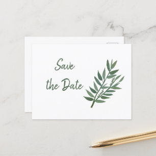 Carte Postale Simple verdure Botanique Enregistrer la date