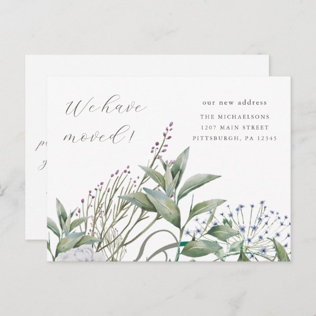 Carte Postale Simple Verdure Nous Avons Déménagé Nouvelle Maison (Devant / Derrière)