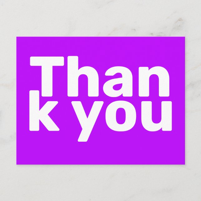 Carte Postale Simple Violet Clair Gras Moderne Vibrant Merci (Devant)