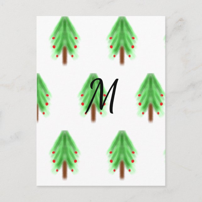 Carte Postale Simple watercolor Christmas pattern add monogram  (Devant)