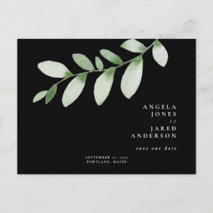 Carte Postale Simplicité & Foliage Mariage noir Enregistrer notr
