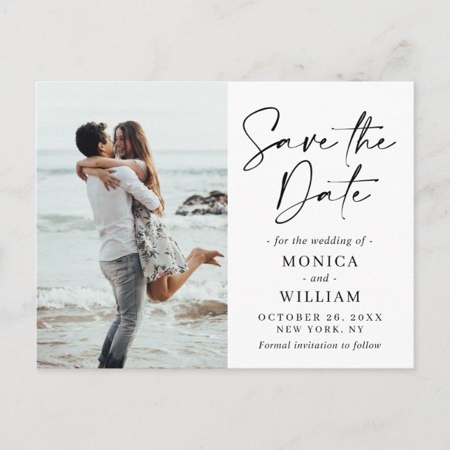 Carte Postale Simply Elegant Wedding Hearts Save the Date Photo (Devant)