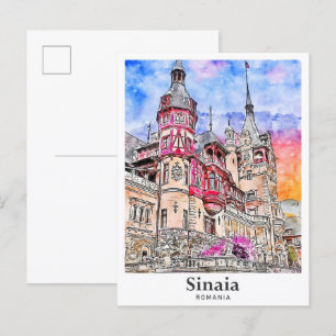 Carte Postale Sinaia Roumanie Voyage Aquarelle main tirée