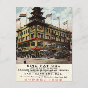 Carte Postale Sing Fat Chinatown San Francisco 1915 vintage