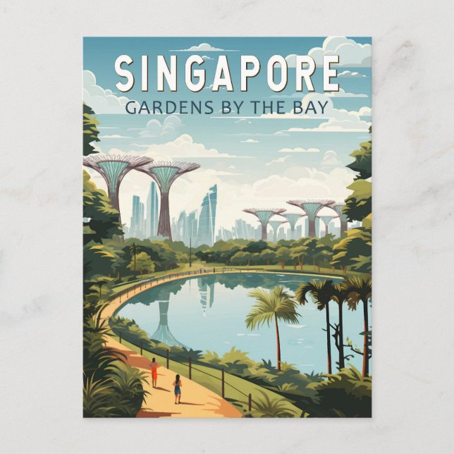 Carte Postale Singapore Gardens By The Bay Travel Art Vintage (Devant)