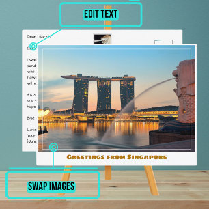 Carte Postale Singapour Avec City & Marina Bay Sands Moderne