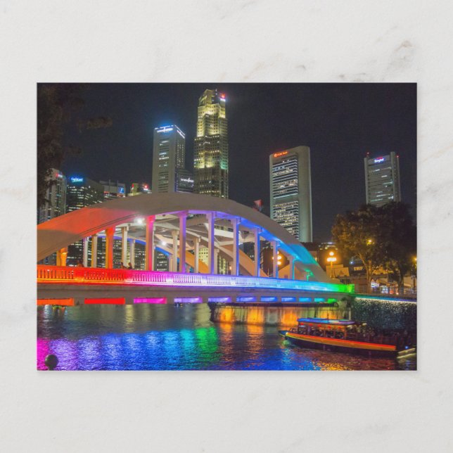 Carte Postale Singapour la nuit (Devant)