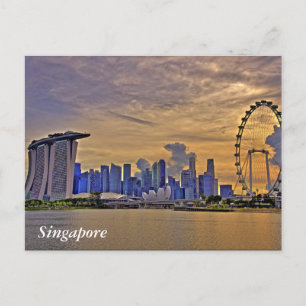 Carte Postale Singapour Skyline au coucher du soleil