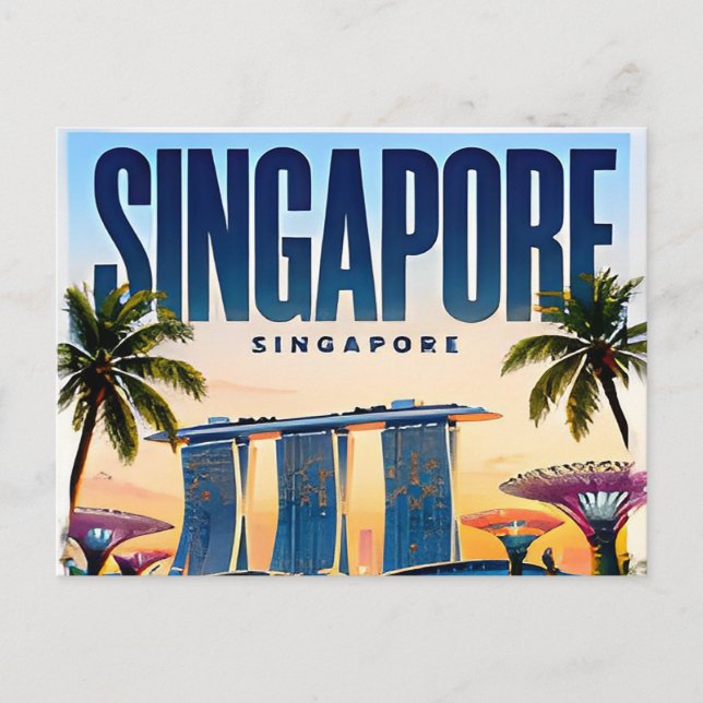 Carte Postale 🌇 Singapour Skyline Moderne de Ville 🌇 (Devant)
