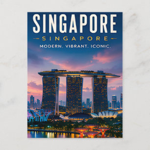 Carte Postale 🌆 Singapour Skyline Moderne Décoration de Maison