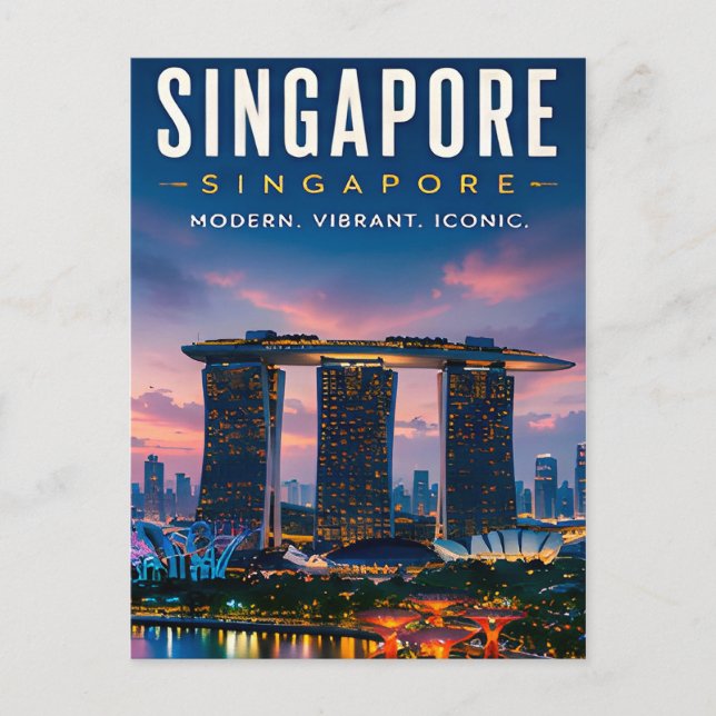 Carte Postale 🌆 Singapour Skyline Moderne Décoration de Maison  (Devant)