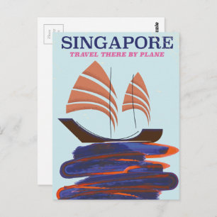 Carte Postale Singapour "Voyagez là-bas en avion"