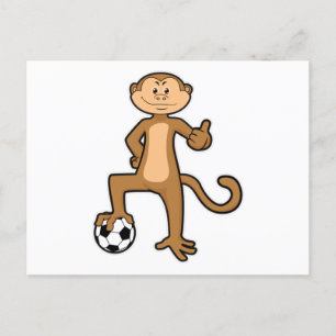 Carte Postale Singe à Sports avec balle de football