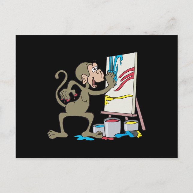 Carte Postale singe artiste (Devant)