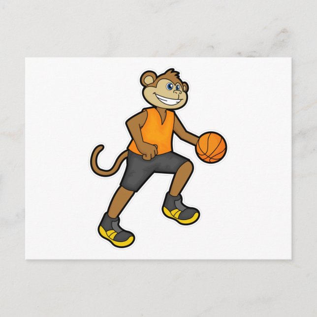 Carte Postale Singe au sport de basket-ball (Devant)