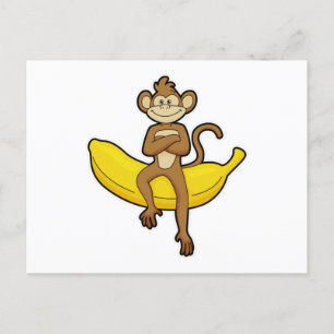 Carte Postale Singe avec banane
