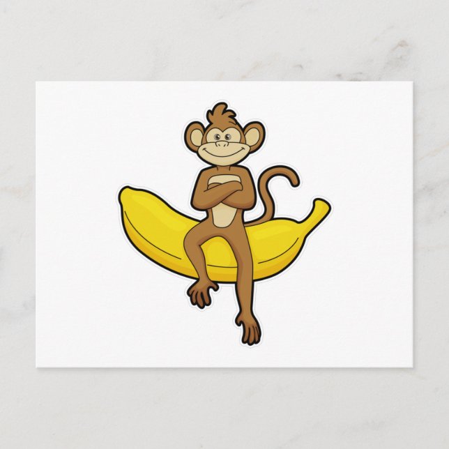 Carte Postale Singe avec banane (Devant)